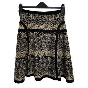 Sloni petite women's knit skirt A-line pull on black beige size P/M